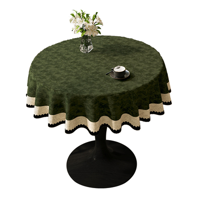 复古圆桌桌布棉麻布艺防水防油