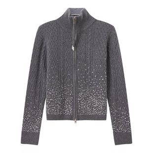 芭依璐2025冬季新款毛衣外套开衫高级感羊毛针织衫韩版立领女上衣