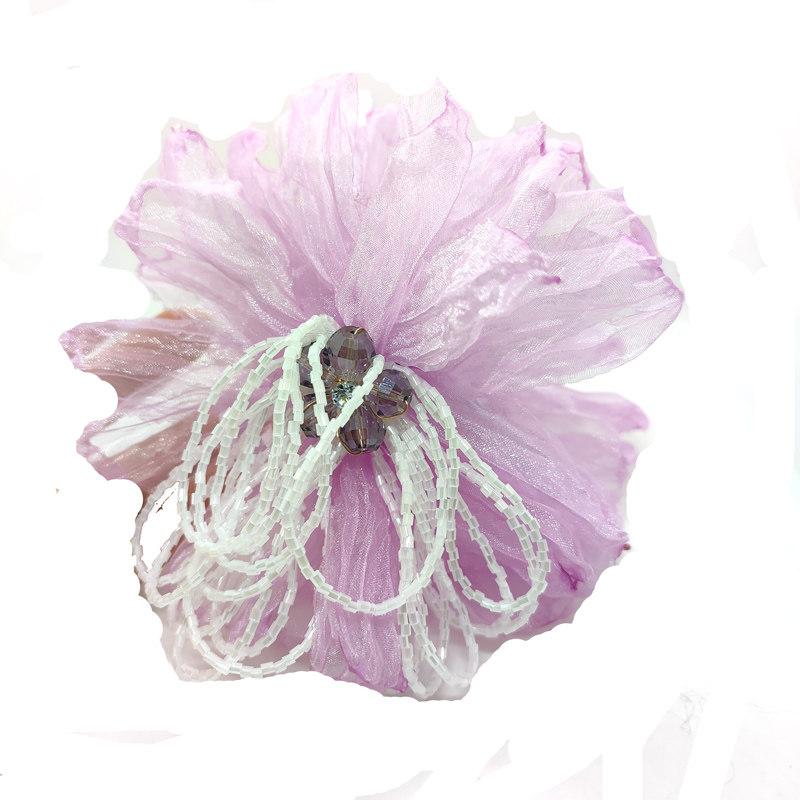 浅紫色蕾丝花朵抓夹盘发器发抓
