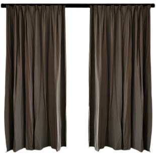 本原重磅!特厚克重400克咖色纯亚麻遮光窗帘 民宿别墅侘寂风布帘