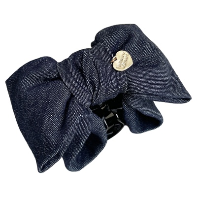 桃子柚牛仔蝴蝶结抓夹发饰女