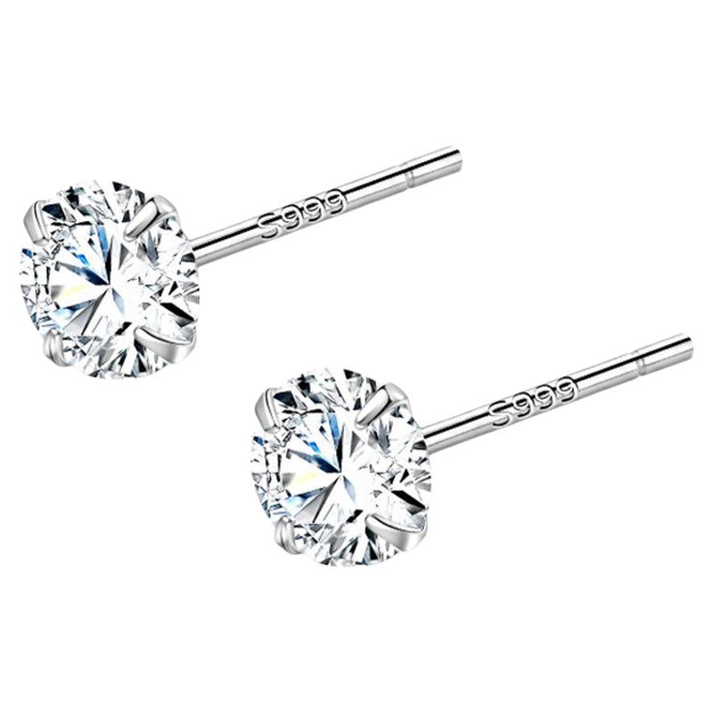 王鹤棣同款S999纯银锆石耳钉男养耳洞高级感耳环洗睡免摘痞帅耳饰