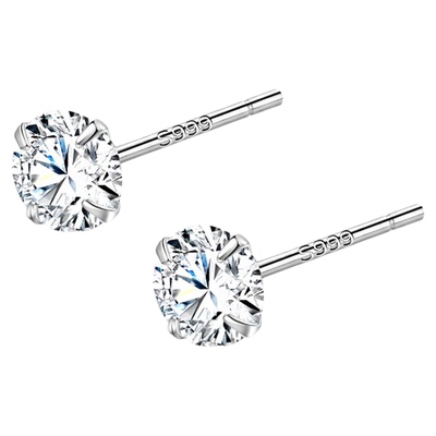 LnieerS999纯银锆石耳钉男耳环