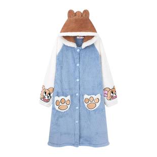 加肥加大码300斤男士珊瑚绒睡袍情侣冬季加绒加厚胖MM200斤家居服