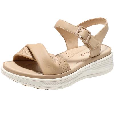 百丽厚底休闲凉鞋女夏季新款妈妈鞋子可外穿凉拖鞋子D6N2DBL5