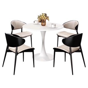 轻奢北欧实木洽谈桌椅组合一桌四椅休息区办公商务谈单接待小圆桌