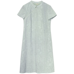 20CXC-112【月下歌】前世今生复古温婉轻中式斜襟立领旗袍连衣裙