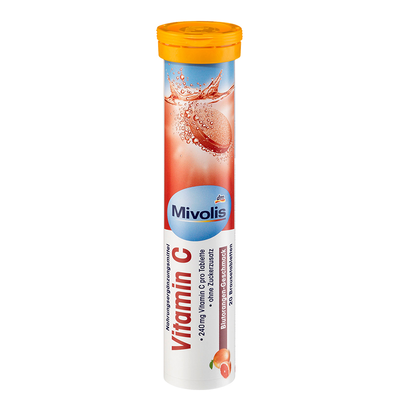 dm德国维生素C泡腾片DAS多种维生素VC钙铁镁mivolis矿物质vc饮料