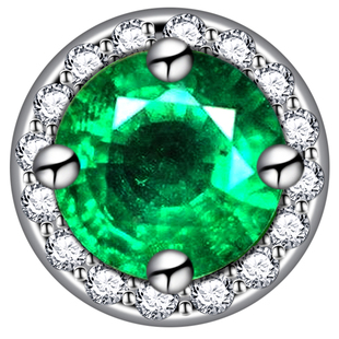 风隐 钻玺18K白金1克拉培育祖母绿木佐色潘杰希尔男士耳钉无性别