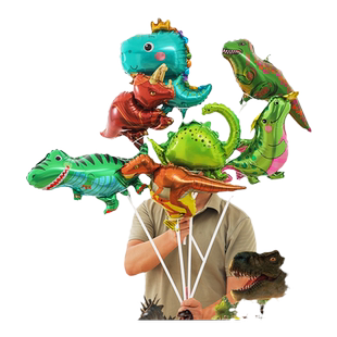 运动会迷你恐龙气球带杆可爱卡通气球儿童安全无毒手持杆生日派对