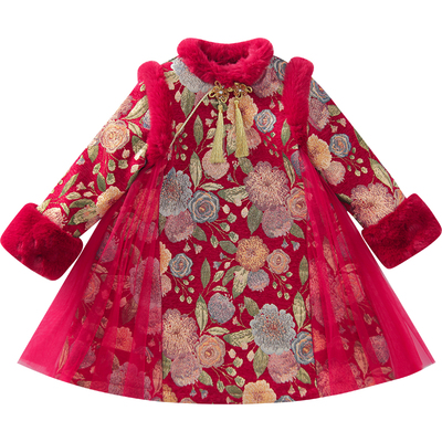 新中式提花图案旗袍裙