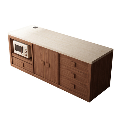 中古洞石岩板岛台餐桌开放式吧台一体厨房隔断多功能中导台操作台