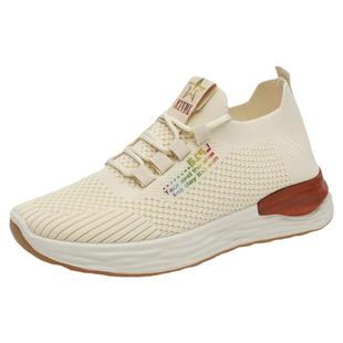 2025春款平底飞织网面运动鞋女休闲防滑软底妈妈轻便旅游跑步女鞋