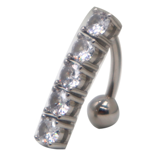 五排钻闪亮肚脐钉防过敏925纯银脐环性感倒扣穿刺饰品新品女神款