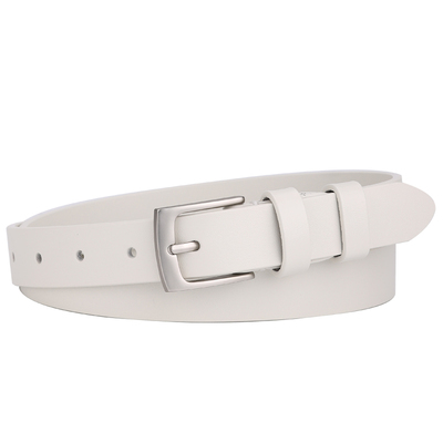 皮带女真皮针扣四季款白色时尚