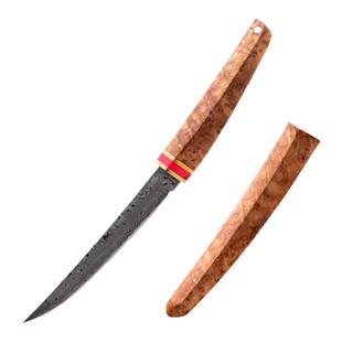 蒙古手把肉刀大马士革钢刀户外小刀菊田水果刀VG10钢刀锋利刀具