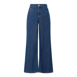 DOUBLOVE贝爱莱赛尔复古休闲直筒裤梨形身材显瘦牛仔裤阔腿裤