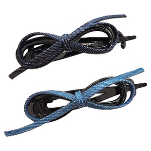 牛仔布艺蝴蝶结2025新款一字扭扭夹发夹女后脑勺盘发气质发卡头饰