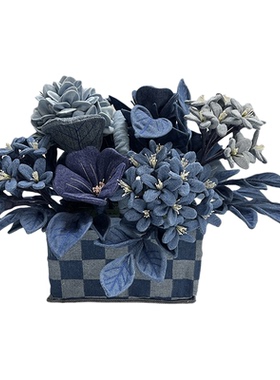 手工牛仔艺术插花花篮摆件送礼