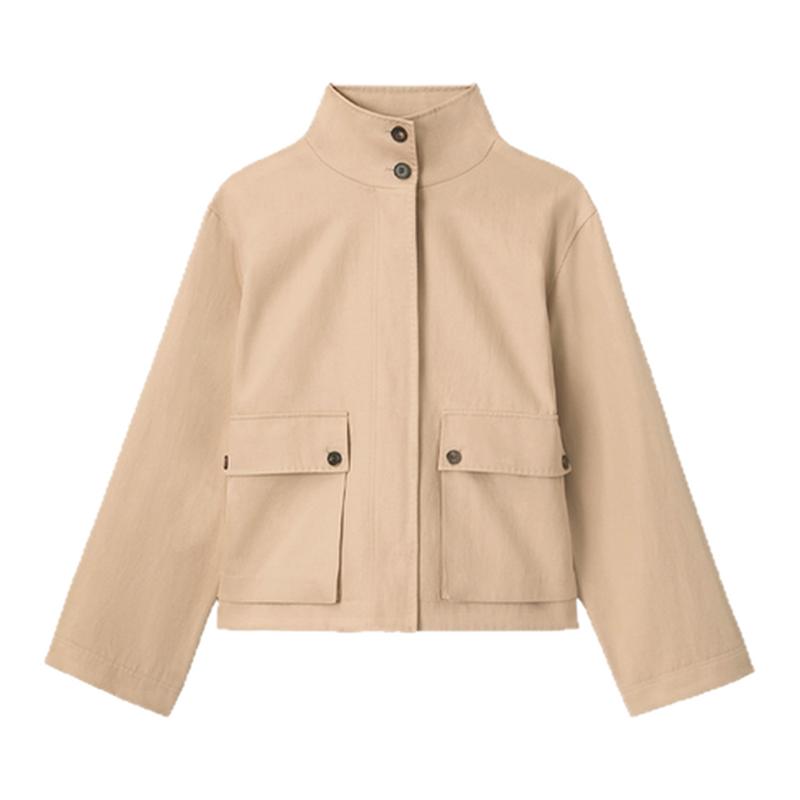 LAFAYETTE148/拉飞逸斜纹棉麻工装风夹克外套纽扣翻领通勤短外套