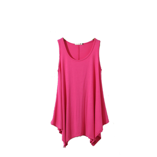 2020女无袖背心裙中长款打底背心莫代尔棉不规则下摆宽松大码胖人