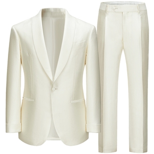 【婚礼宴会标配】柏品桑蚕丝青果领西服套装结婚塔士多礼服男西装