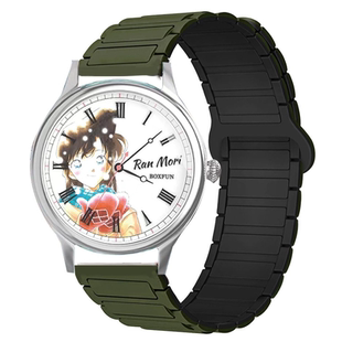 适用麦和名侦探柯南记忆碎片第二弹盲盒手表带硅胶磁吸可调节腕带
