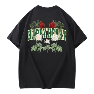 查尔斯桃心 短袖t恤男款夏季宽松潮牌潮流半袖体恤纯棉夏天上衣服