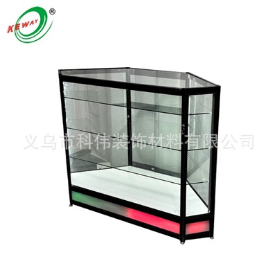MDF铝合金玻璃展示柜跨境烟店专用LED全视觉陈列柜glass showcase