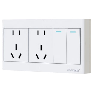 大功率明装插座二开十孔插座带超薄明线盒2开10孔单/双控开关面板