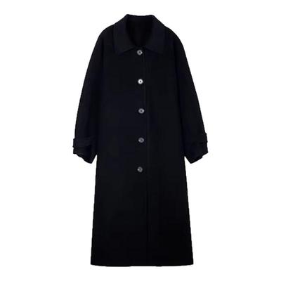 黑色双面羊绒大衣女赫本风