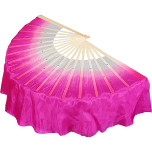 玫红正染真丝舞蹈扇真丝丝巾+真丝扇子外婆湾扇子晓春三月舞蹈扇