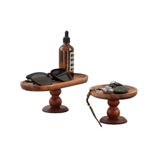 中古实木高脚托盘香薰托盘创意钥匙首饰香水收纳盘居家摆件装饰盘