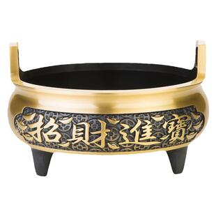 铜香炉纯铜炉家用室内供奉供佛檀香炉烧线香炉日进斗金大号宣德炉