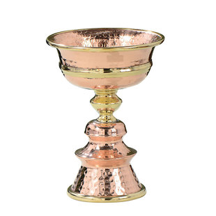 红铜酥油灯灯座手工锤纹蜡烛台室内家用长明灯灯盏供灯桌面摆件