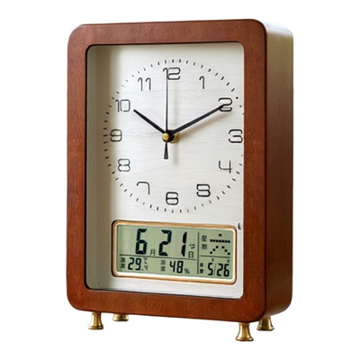 汉时实木万年历语音报时座钟