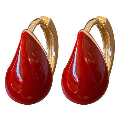 轻奢红色水滴耳环女2025新款爆款