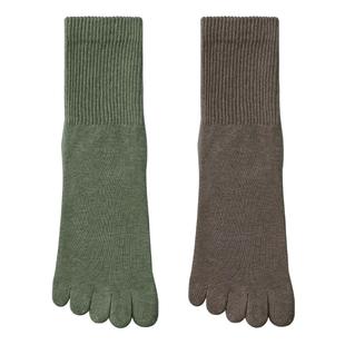 五指袜子女款纯棉中筒袜秋冬季分趾防滑防臭运动冬天无骨长筒袜