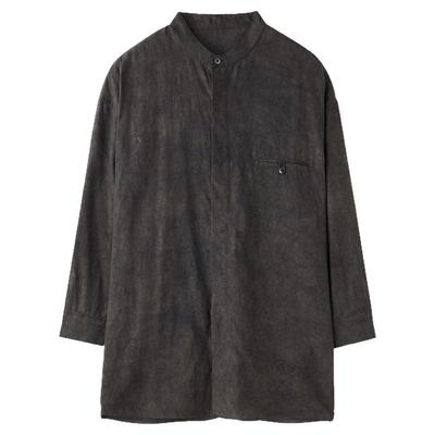 石见山植物染男士立领七分袖衬衫