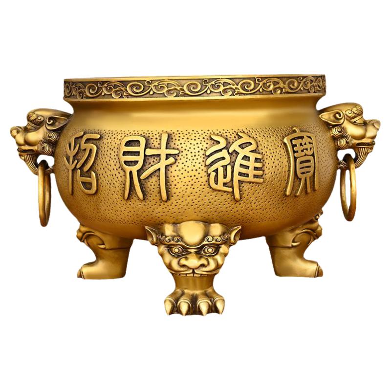 金玉满堂黄铜三足鼎炉供佛装饰品