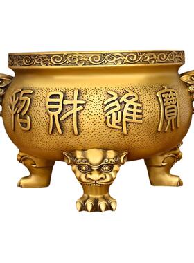 金玉满堂铜香炉黄铜三足炉鼎炉家用供佛供财神爷上香大号祠堂佛堂