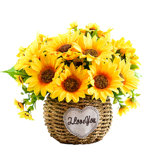 仿真花向日葵假花装饰盆栽花艺客厅餐桌茶几娟花摆设摆件塑料花束