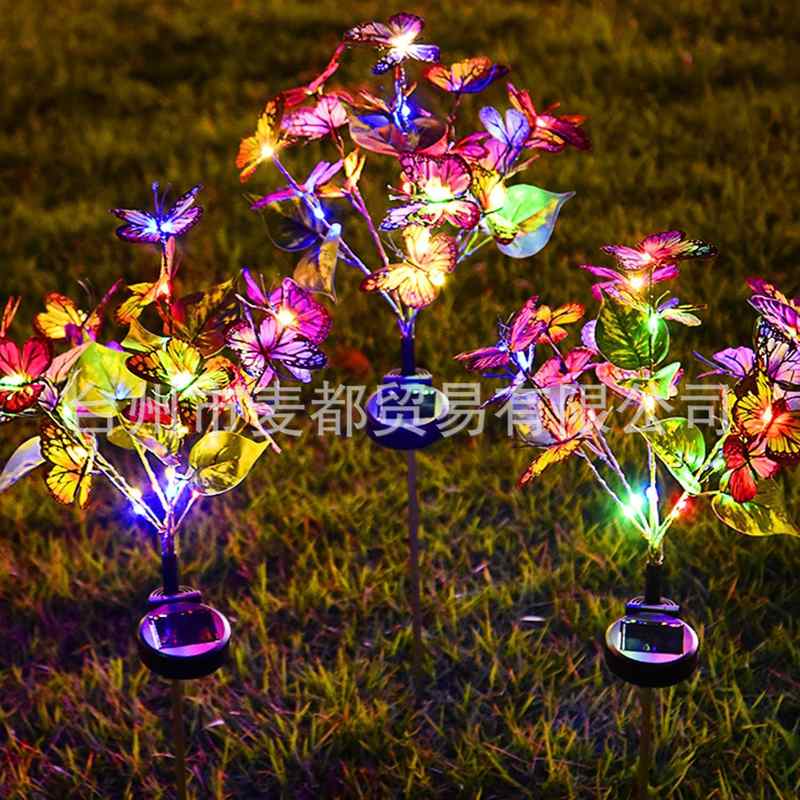 蝴蝶地插铜线灯户外庭院装饰灯圣诞节日led太阳能草坪灯直销