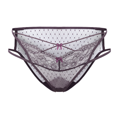 「LA」Esha·身线解码丨欲焰系列*睫毛蕾丝交叉绑带低腰女内裤