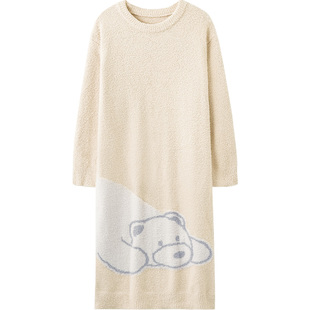 马克公主奶呼呼睡裙女秋冬可爱噗趴小熊软绵绵睡衣冬天加厚家居服