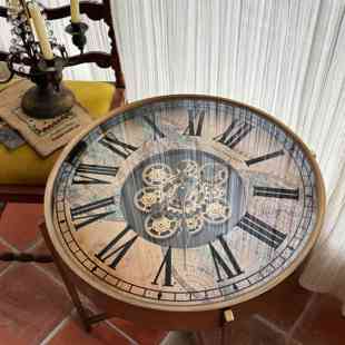 复古高级感轻奢设计感美式 钟表齿轮客厅沙发边几小茶几小户型民宿