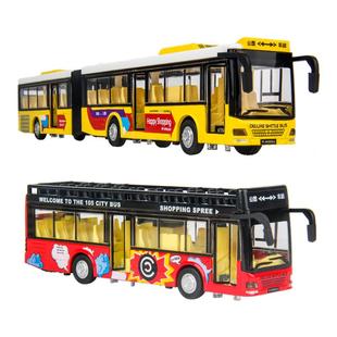 男孩玩具车双层巴士仿真音效合金城市公交车模型生日礼物2025新款