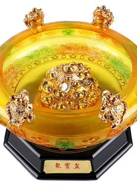 开业礼品收银台金蟾聚宝盆摆件