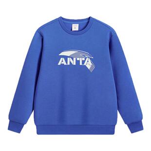 安踏儿童卫衣男孩2026春季新款棉质舒适圆领长袖t恤套头衫男童