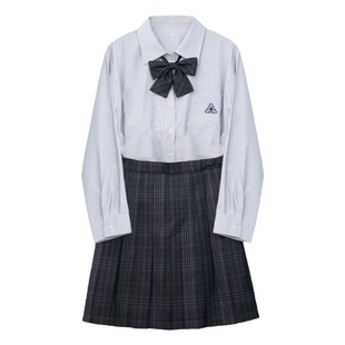 阿车家的大码jk灰色毛衣针织开衫女秋冬衬衫保暖显瘦学院风套装裙